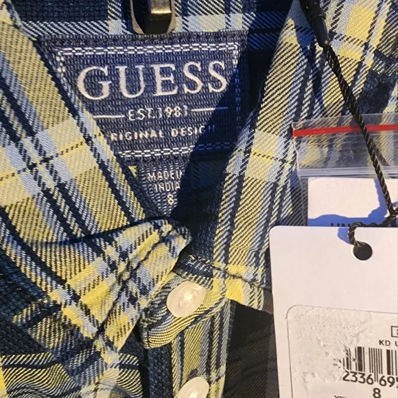 Guess Boys plaid twill long sleeve shirt Size 8 - Picture 4 of 7